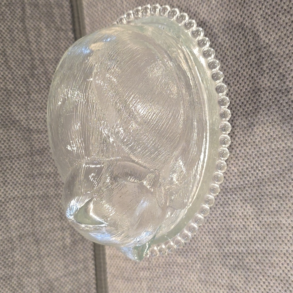 VINTAGE Indiana Glass Sleeping Cat Candy dish